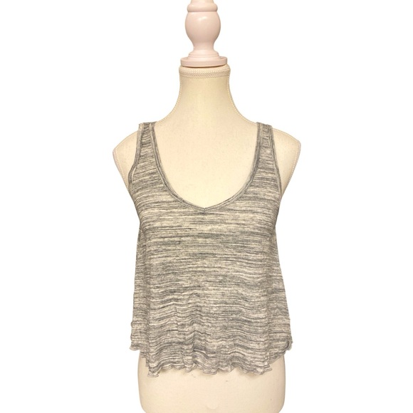 Hollister Must-Have Gray Marled Rib Knit Cropped Tank Sz M Y2K Soft Girl Relaxed - Picture 1 of 8